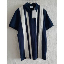 Polo shirt / Men's t-shirt dark blue / white striped