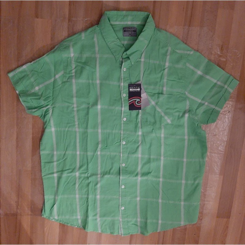 Men's shirt checked green / white