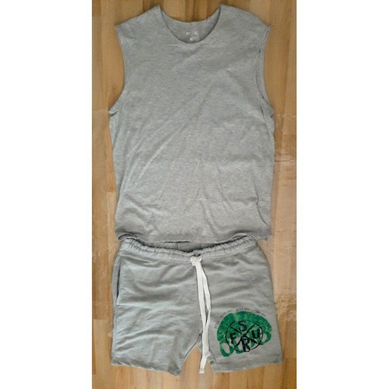 Herenset (t-shirt/tanktop en short) lichtgrijs Deap Sea