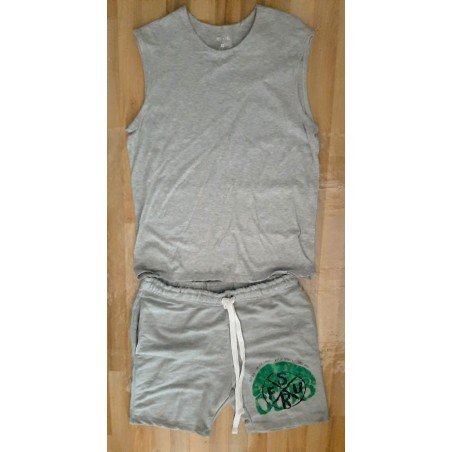 Herenset (t-shirt/tanktop en short) lichtgrijs Deap Sea