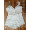 Ladies romper / Jumpsuit white with open back