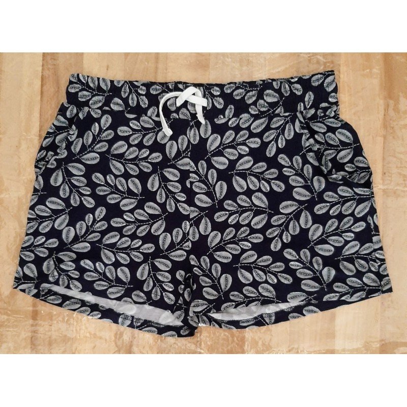 Damesbroek - Damesshort donkerblauw met bladeren