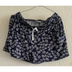 Damesbroek - Damesshort donkerblauw met bladeren