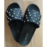 Ladies slipper Ruan black with stones