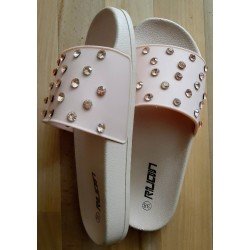 Ladies slipper Ruan pink with stones