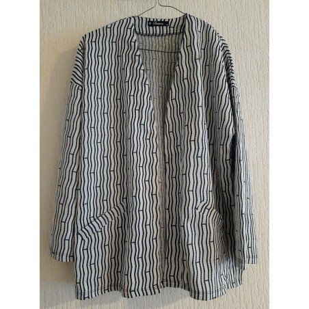 Cardigan black / white striped