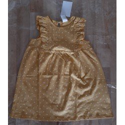 Children's dress dark yellow with white dots