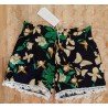 Damesbroek - Damesshort donkerblauw met gele bloemen en vlinders