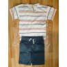 Jongensset: jongens T-shirt gestreept en short donkerblauw