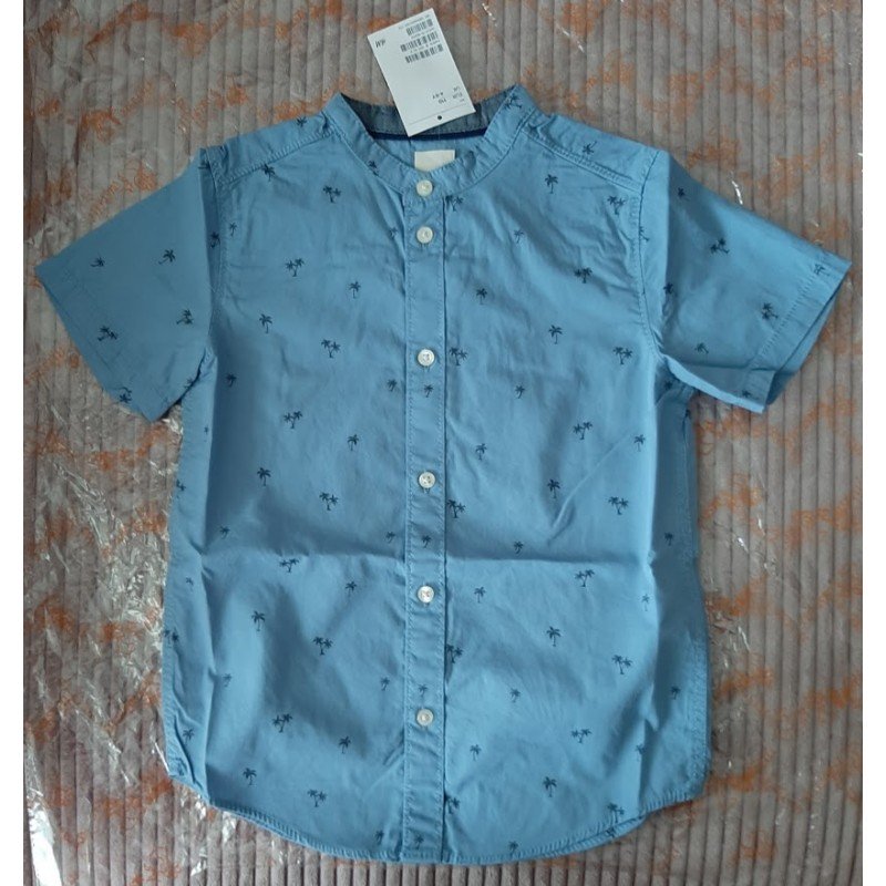 Boys shirt blue palm trees