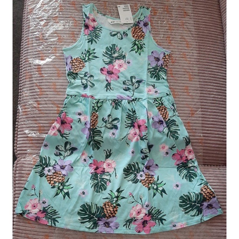 Children's dress light blue with flowers