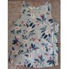 Blouse / Tanktop grijs met donkerblauwe bloemen