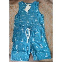 Boys Set: Boys Tank Top and Shorts Blue Sailboats