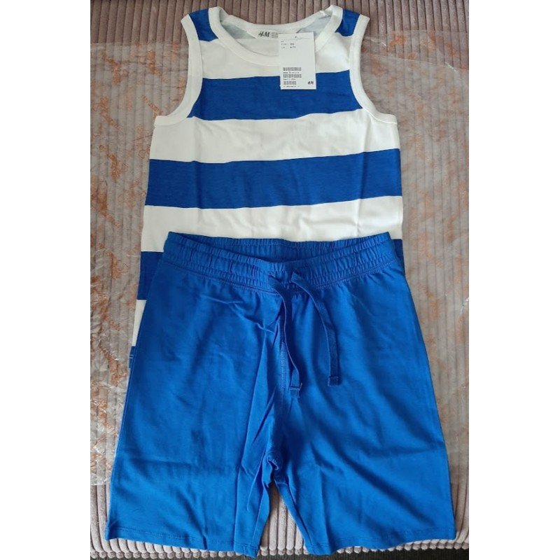 Boys set: Boys tank top striped and shorts dark blue