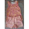 Meisjesset: Meisjes blouse met stroken en short oranje/roze/geel