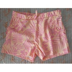 Meisjesset: Meisjes blouse met stroken en short oranje/roze/geel