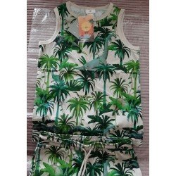 Boys set: T-shirt and shorts jungle prints palm trees and animals