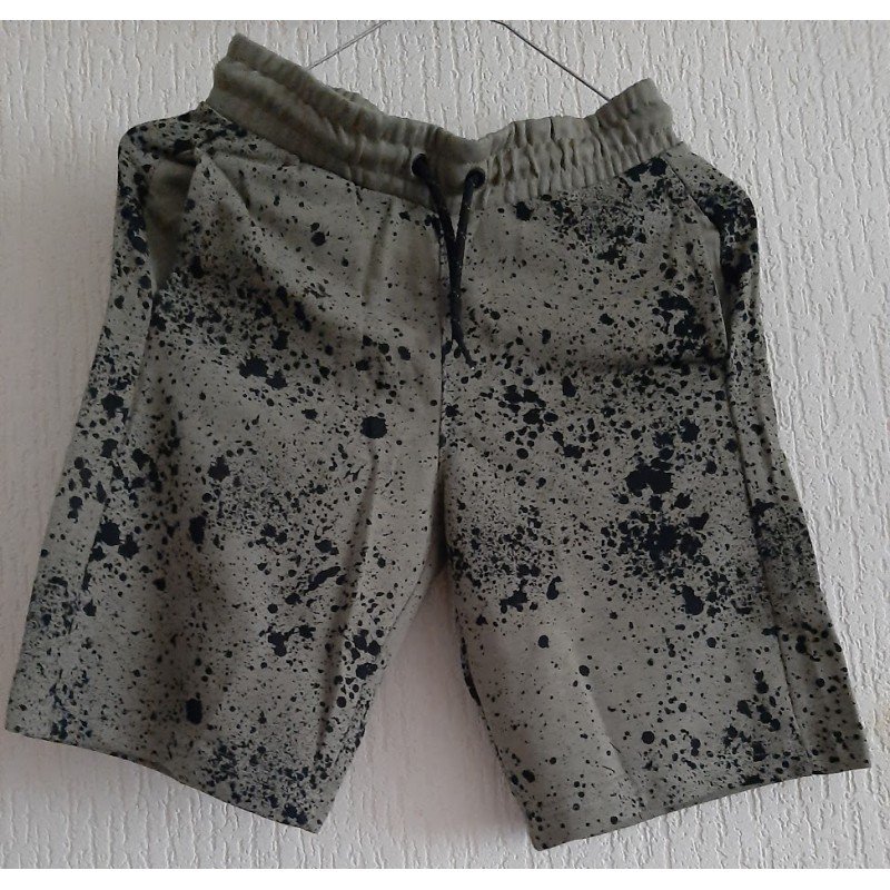 Boys shorts dark green with black prints