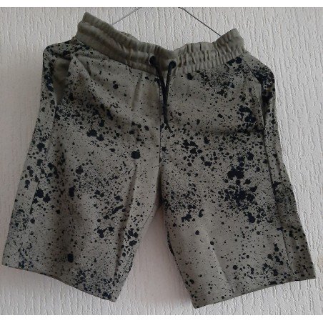 Boys shorts dark green with black prints