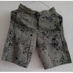 Boys shorts dark green with black prints