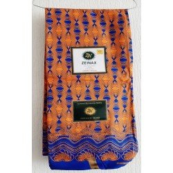 Clothing fabric orange/dark blue African print