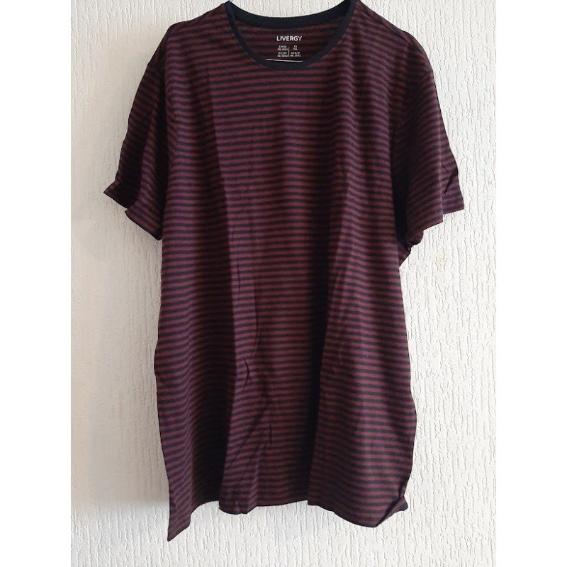 Men's T-shirt bordeaux/black striped