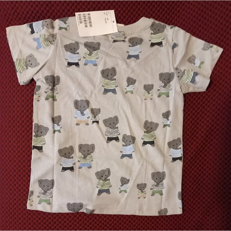 Boys T-shirt gray with baby elephant prints