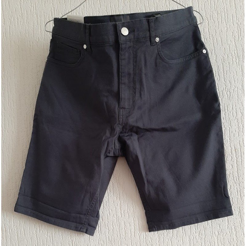 Heren short Slim Fit donker grijze katoenen Twill broek