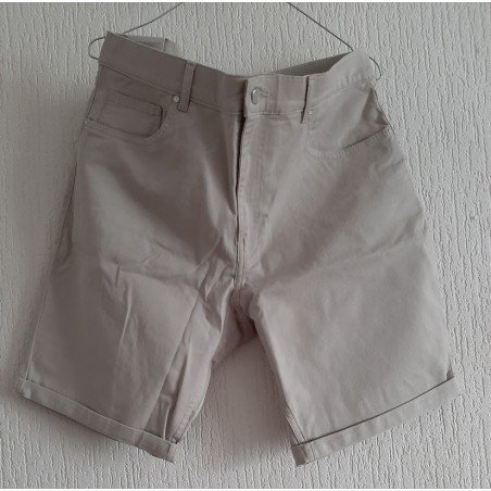 Heren short Slim Fit beige katoenen Twill broek