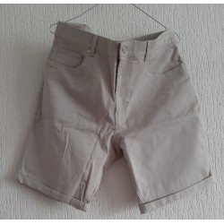 Heren short Slim Fit beige katoenen Twill broek