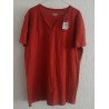 Heren T-shirt effen bordeaux met knopen