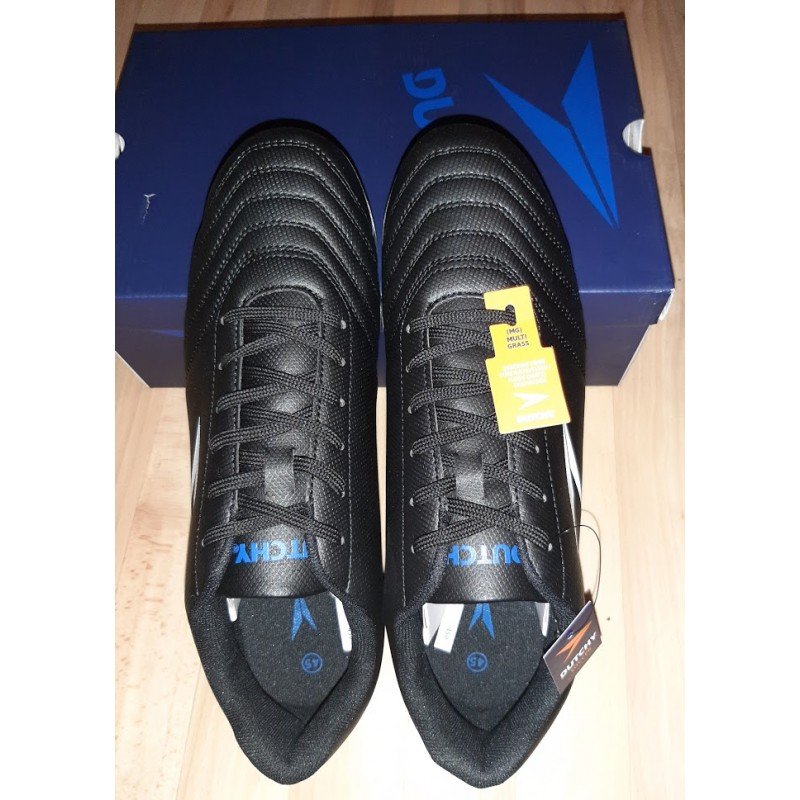 Football shoe Dutchy black with blue stripes