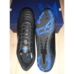 Football shoe Dutchy black with blue stripes