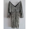 Ladies dress with gold colored sequins