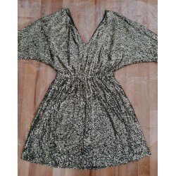 Ladies dress with gold colored sequins