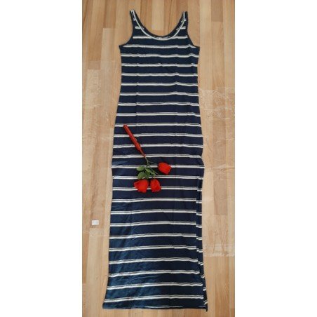 Ladies dress dark blue / white striped