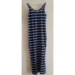 Ladies dress dark blue / white striped