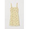 Ladies dress light yellow with pink flowers