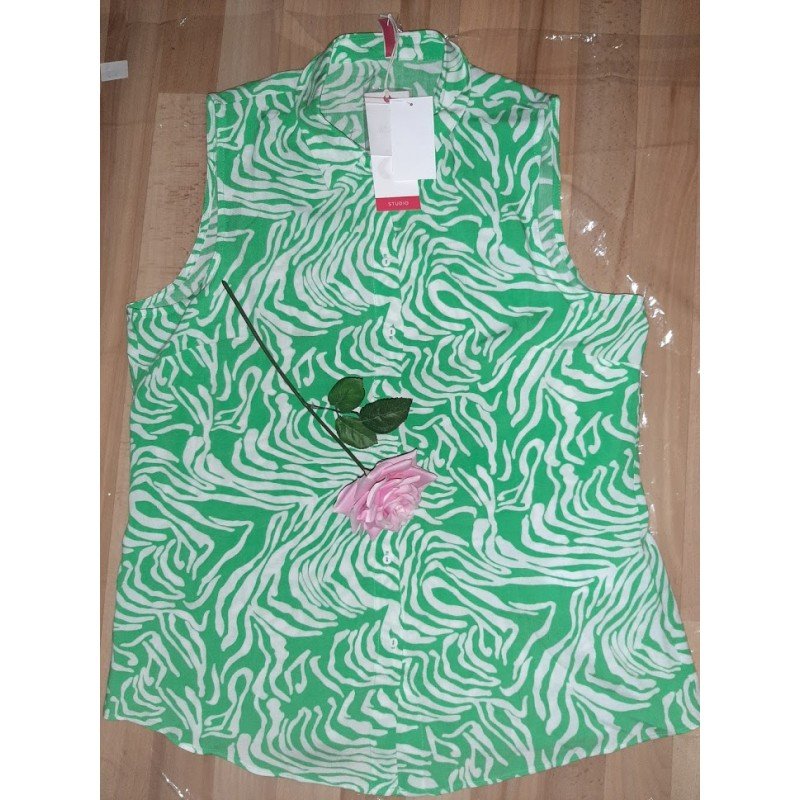 Blouse green / white