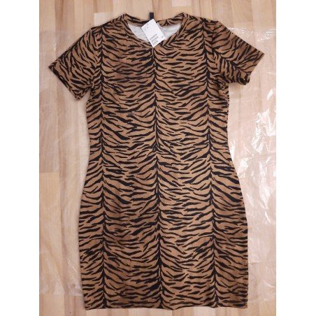 Ladies dress stretch brown / tiger print