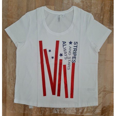 Dames T-shirt wit Stripes and Stars Always