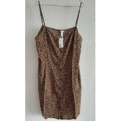 Ladies dress dark brown with leopard print