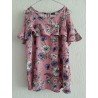 Blouse roze gebloemd