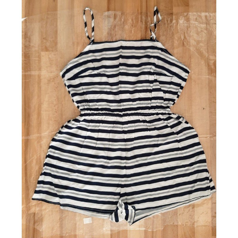 Ladies romper / Jumpsuit dark blue / white striped