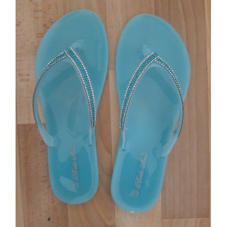 Ladies slipper blue with silver and blue stones