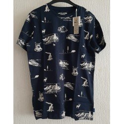 Heren T-shirt met landschap en dieren