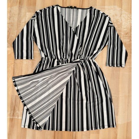 Ladies dress black / white striped